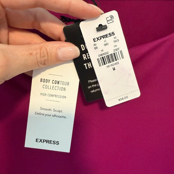 π Express Body Contour Long Sleeve Bodysuit β Fuchsia Pink, Size M (NWT) π - Picture 4 of 6